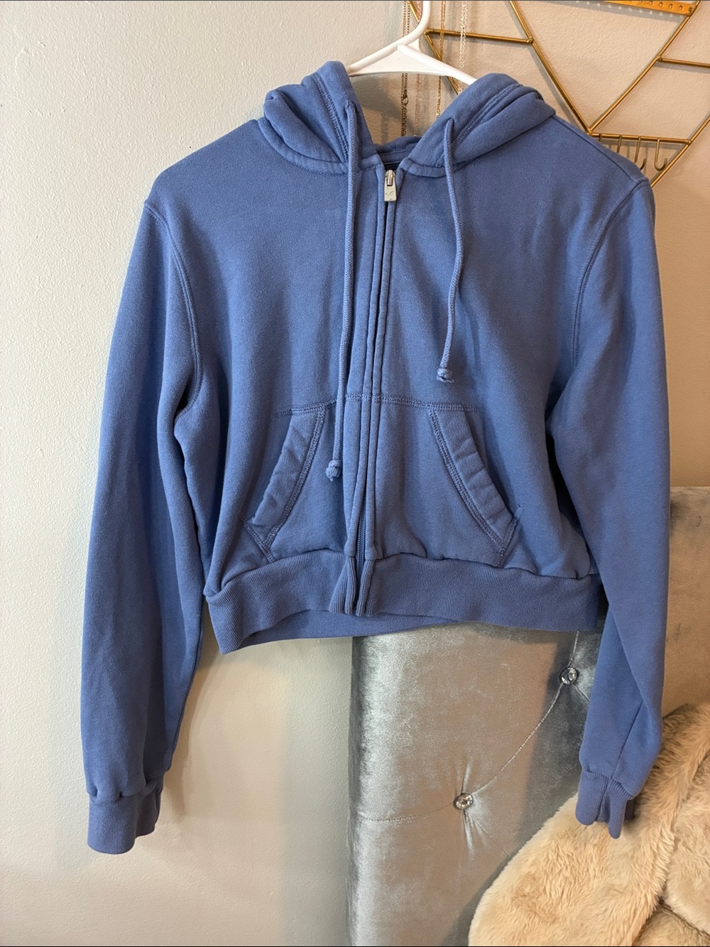 Hollister Dusty Blue Full-Zip Hooded Sweatshirt